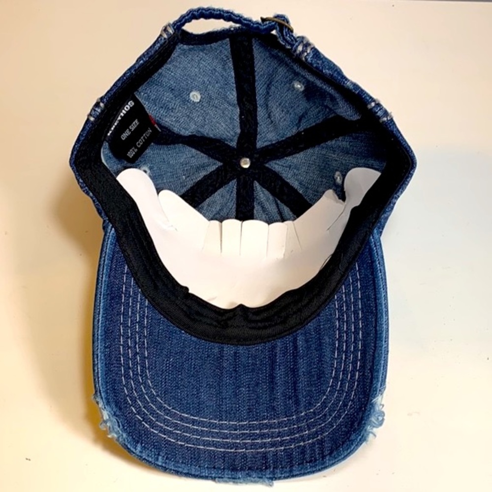 90s Style Distressed Denim Ball Cap NWT - Picture 6 of 6